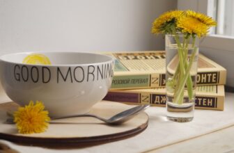 A serene morning scene with a person practicing mindfulness or meditation, surrounded by natural light and a calm environment.