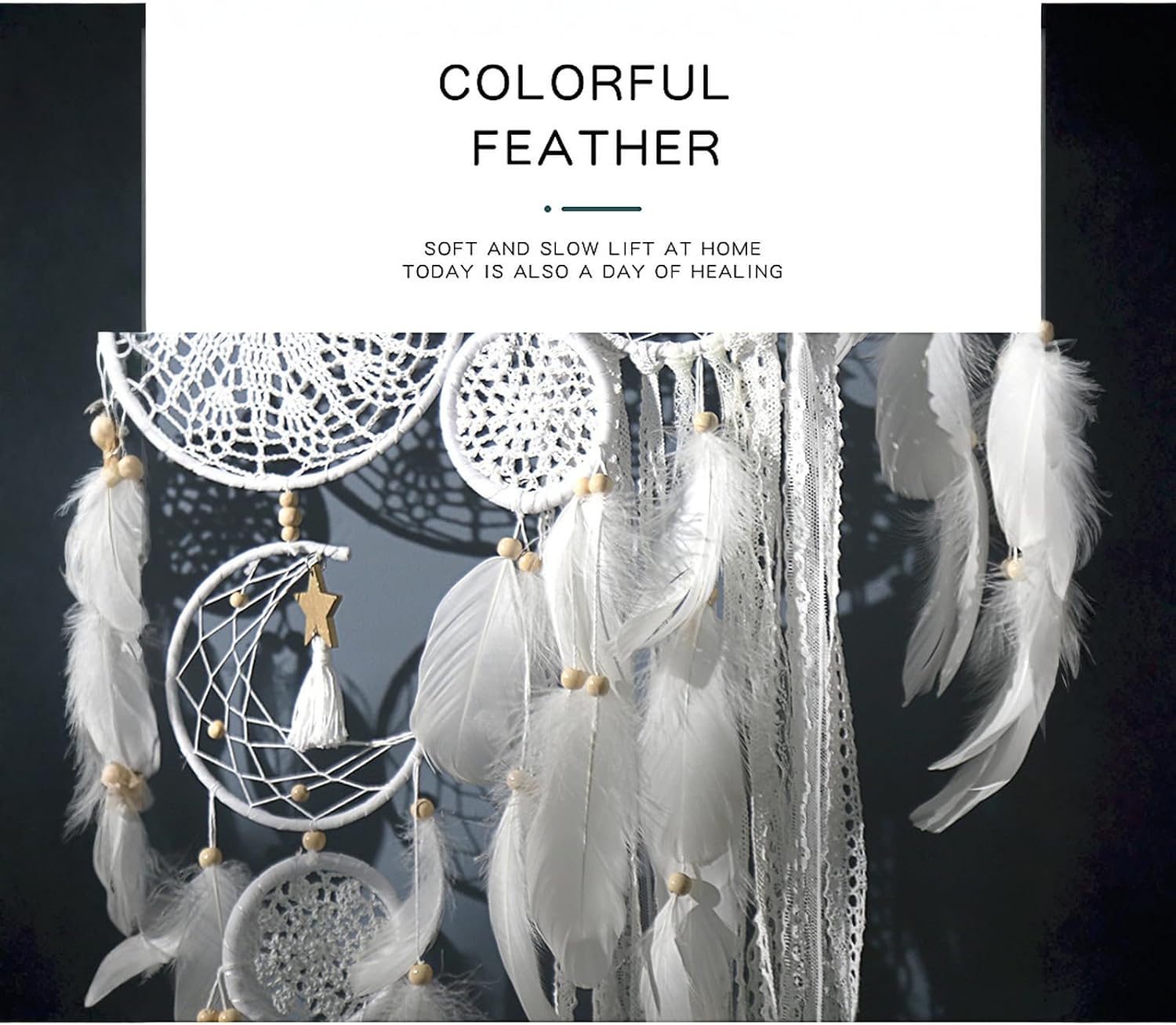 Dream Catcher Wall Decor,Large Boho Dream Catcher with Luxurious Feathers & Beads, Handmade Wall Hanging for Bedroom,Living Room, Gift Ready for Girls & Adults (Pink) - Image 5