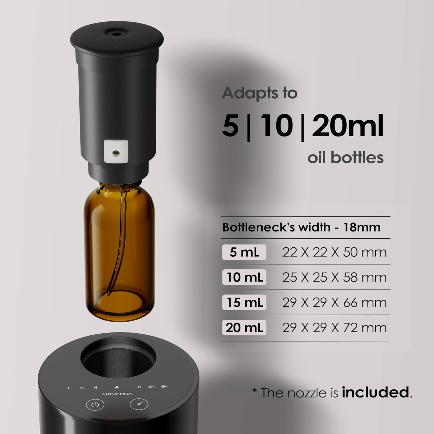 Airversa Waterless Essential Oil Diffuser Starter Kit with 30mL Hotel Fragrance Oil Inspired by Ritz-C., Battery Operated Car Diffuser, Portable Aroma Nebulizer for Home Car Office, AN6Kit-B, Black - Image 7