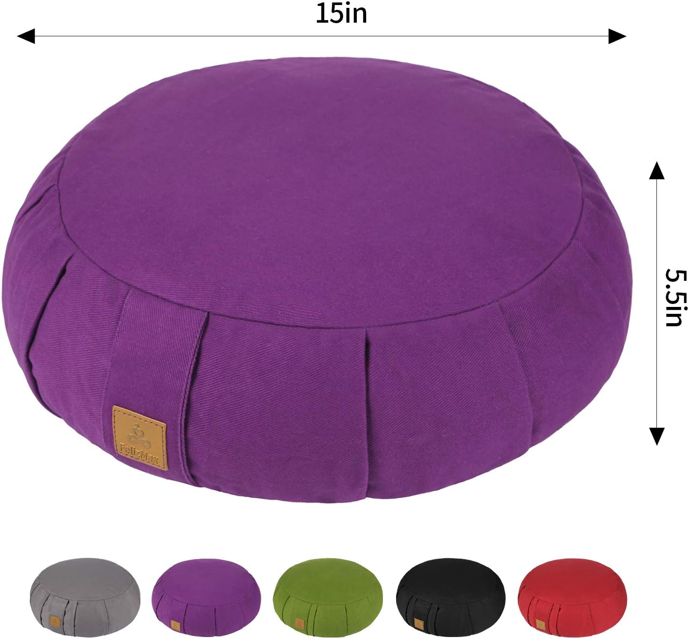 Round Zafu Meditation Cushion, D=15" H=5.5" Zabuton Meditation Pillow, Yoga Bolster/Pillow, Floor seat, Zippered Organic Cotton Cover, Natural Buckwheat, Kneeling Pillow - Image 9