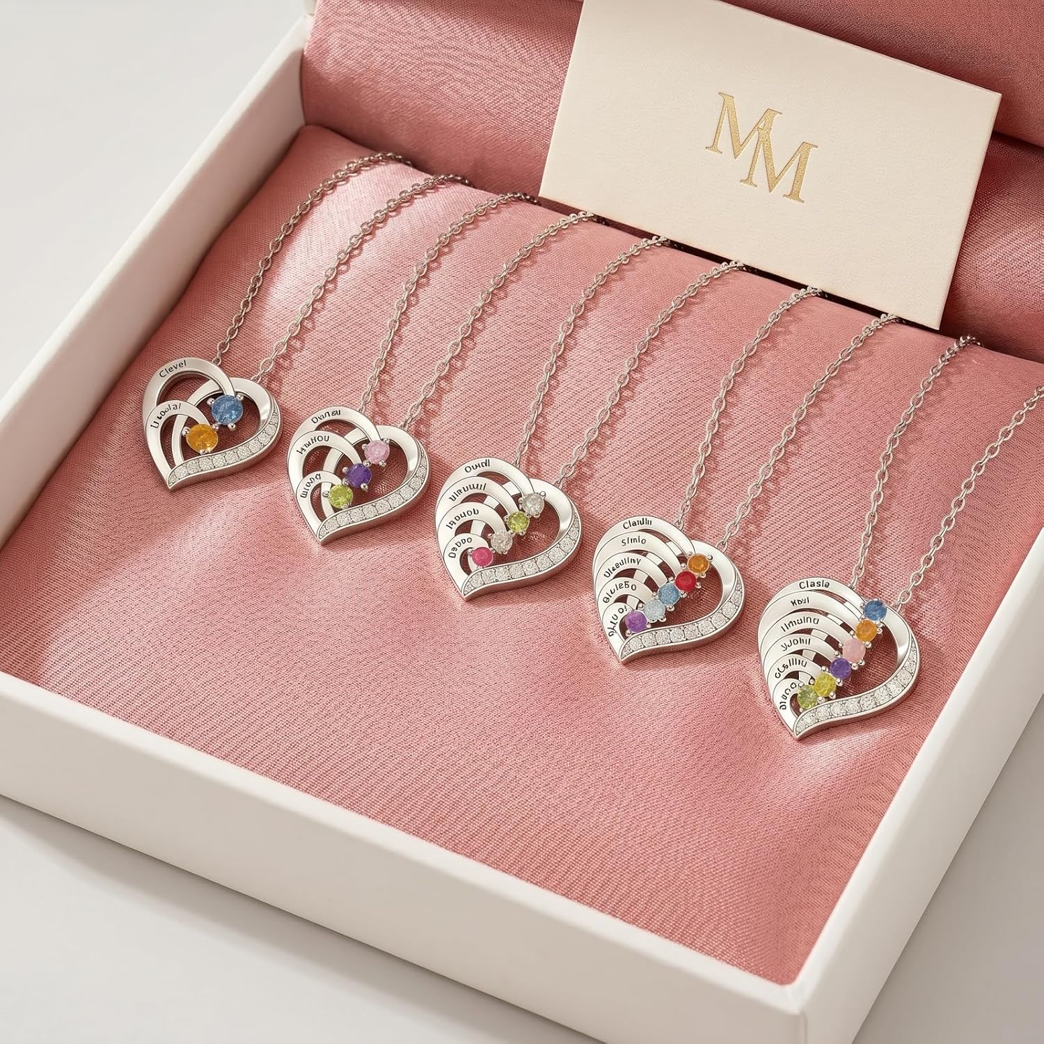 Personalized Name Mothers Necklace with 2-6 Birthstones 925 Sterling Silver Necklace for Women Mothers Day Christmas Gift for Mom Wife Grandma - Image 3