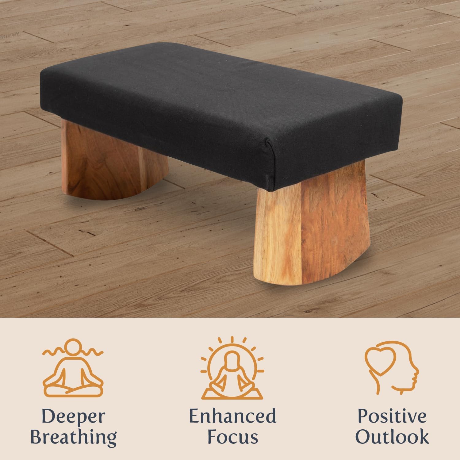 Meditation Bench (Burgundy), Seiza, Sustainable Acacia Wood with Curved Bottom Edges for the Perfect Posture, Meditation Stool, Prayer Bench, Meditation Chair, Yoga Stool - Image 6