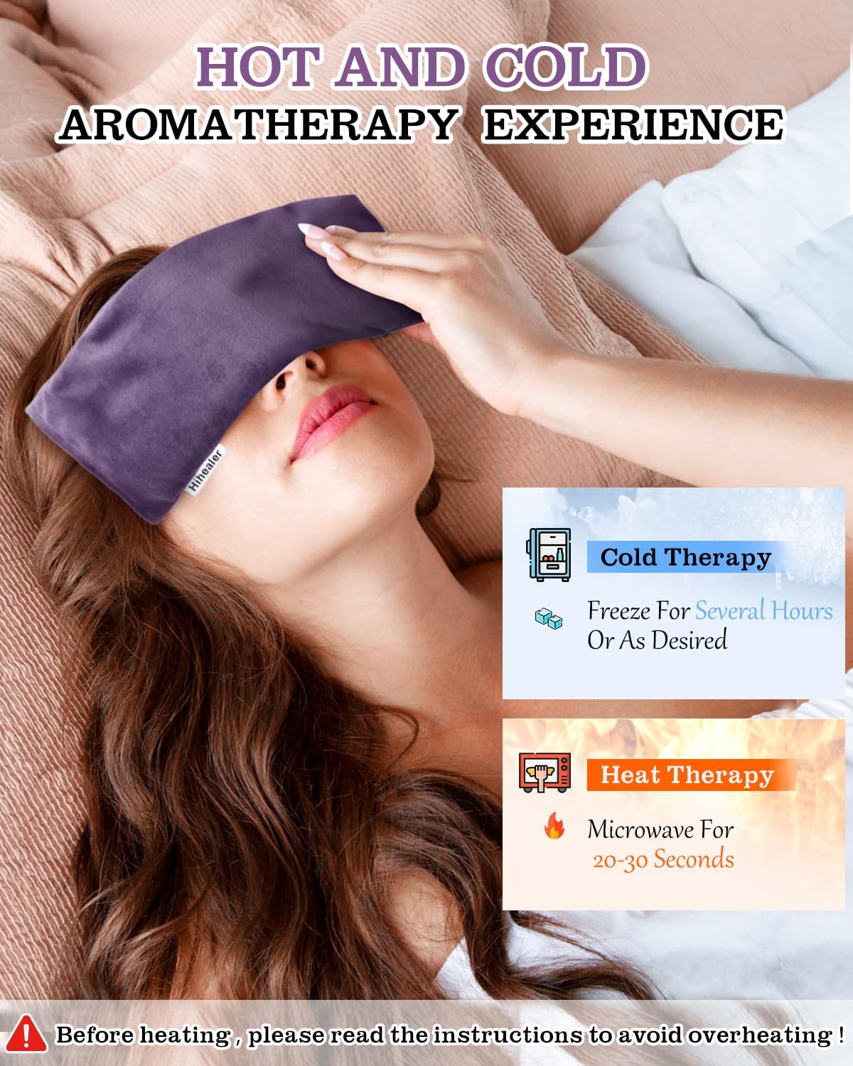 Relaxation Gifts for Women, Weighted Eye Mask for Sleeping, Yoga, Spa, Meditation, Lavender Eye Pillow Heated for Headache, Sinus & Dry Eyes Relief, Moist Heat Mask, Birthday Gifts for Mom (Purplex4) - Image 4