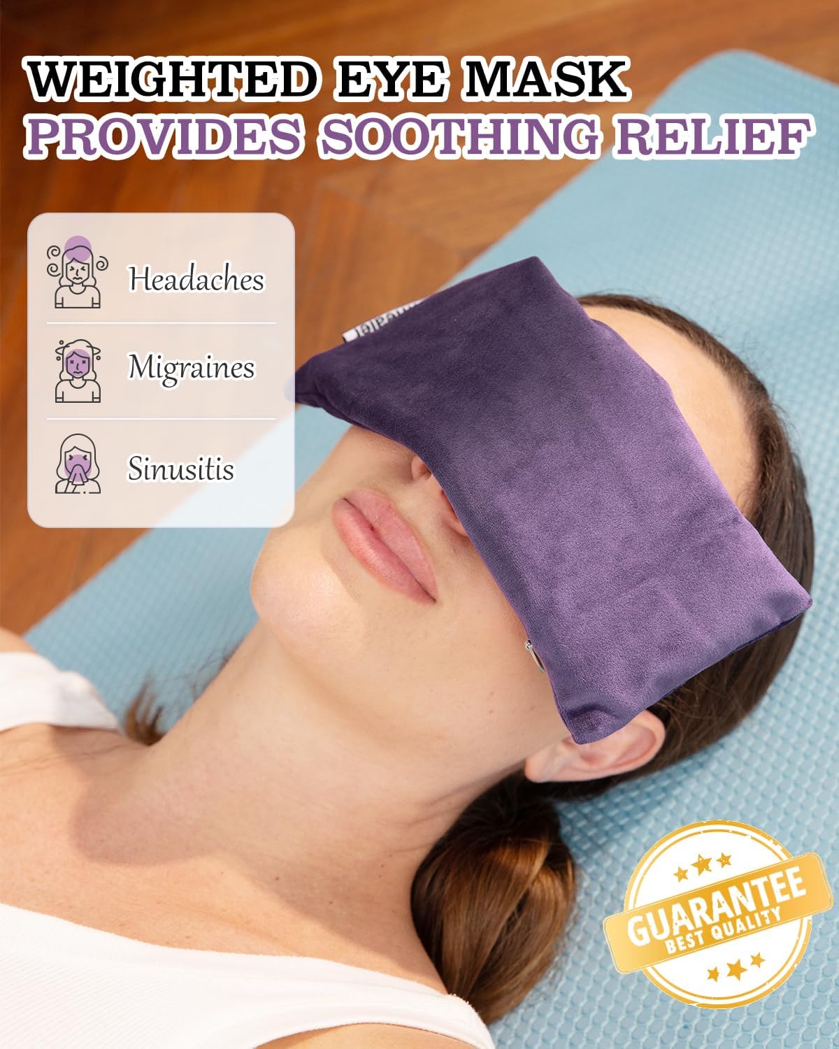 Relaxation Gifts for Women, Weighted Eye Mask for Sleeping, Yoga, Spa, Meditation, Lavender Eye Pillow Heated for Headache, Sinus & Dry Eyes Relief, Moist Heat Mask, Birthday Gifts for Mom (Purplex4) - Image 5