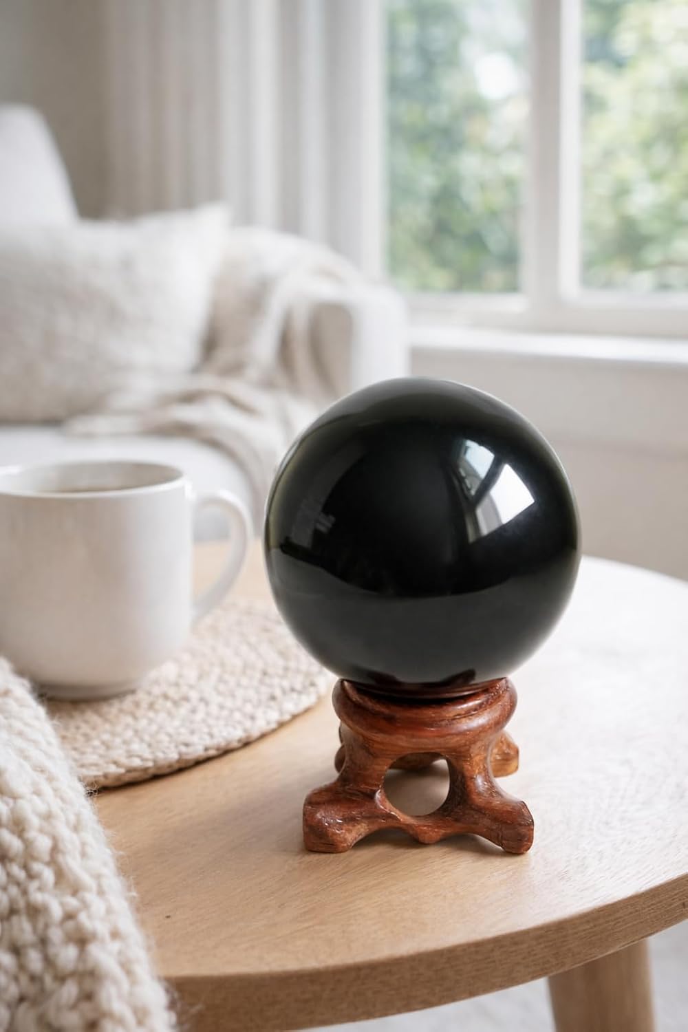 Mina Heal Genuine Obsidian Crystal Sphere for Meditation, Divination, and Feng Shui – Black Crystal Ball for Scrying and Healing - Image 2