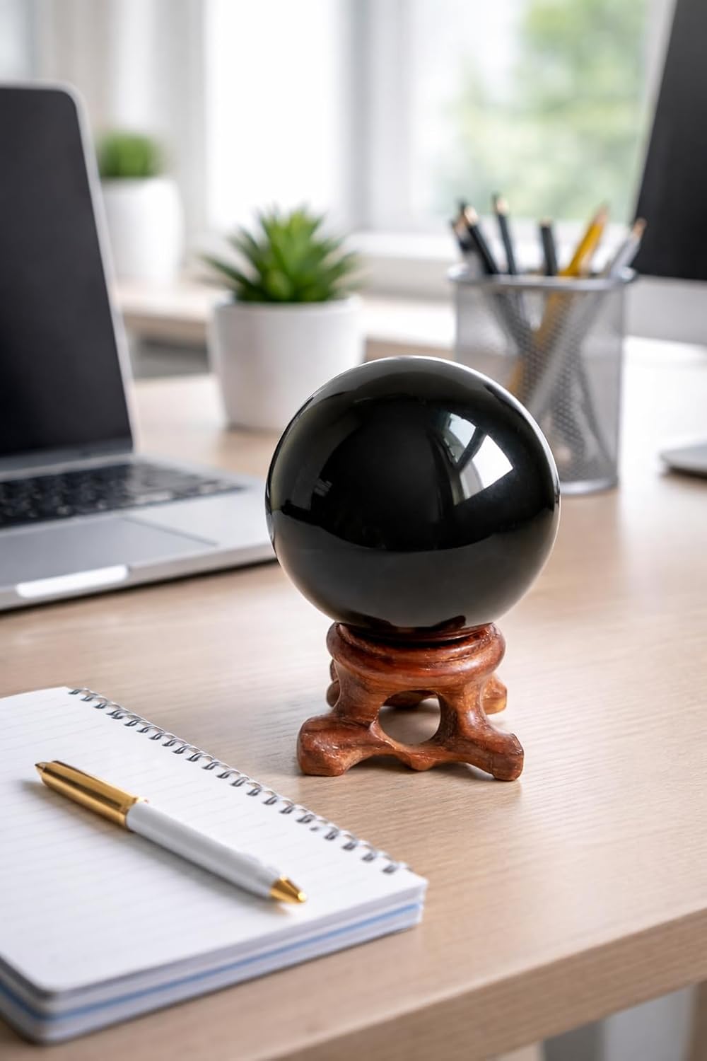 Mina Heal Genuine Obsidian Crystal Sphere for Meditation, Divination, and Feng Shui – Black Crystal Ball for Scrying and Healing - Image 4