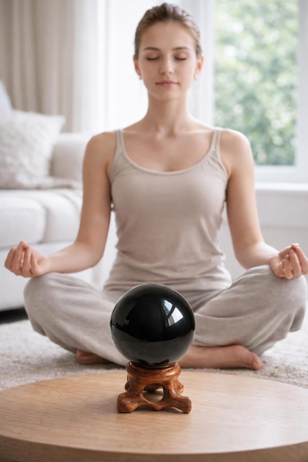 Mina Heal Genuine Obsidian Crystal Sphere for Meditation, Divination, and Feng Shui – Black Crystal Ball for Scrying and Healing - Image 5