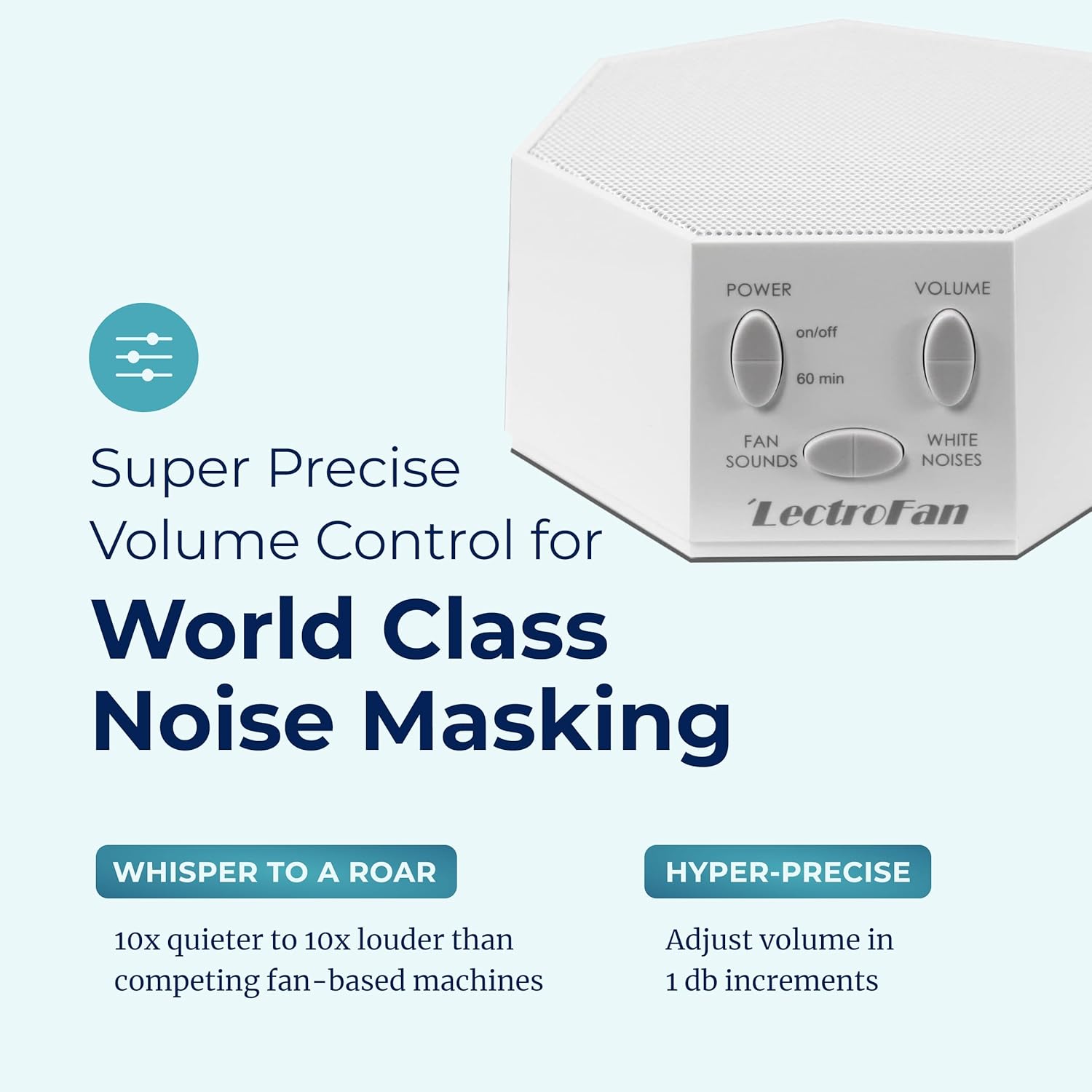 Adaptive Sound Technologies LectroFan Classic - Global Power Edition - Soothing Sound Machine for Sleep - Built-in Sleep Timer - Compact Design - Relaxation Support - White - Image 4
