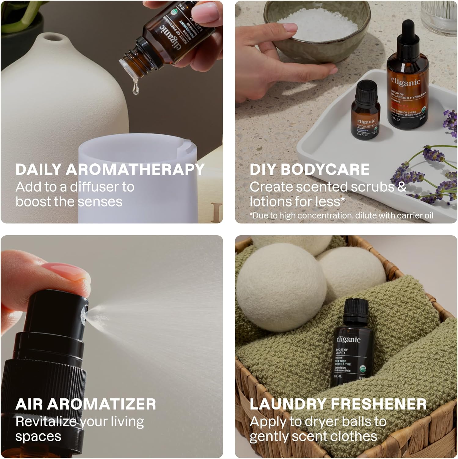 Cliganic Organic Aromatherapy Essential Oils Gift Set (Top 8 - The Iconics), 100% Pure - Peppermint, Lavender, Eucalyptus, Tea Tree, Lemongrass, Rosemary, Frankincense & Orange - Image 8