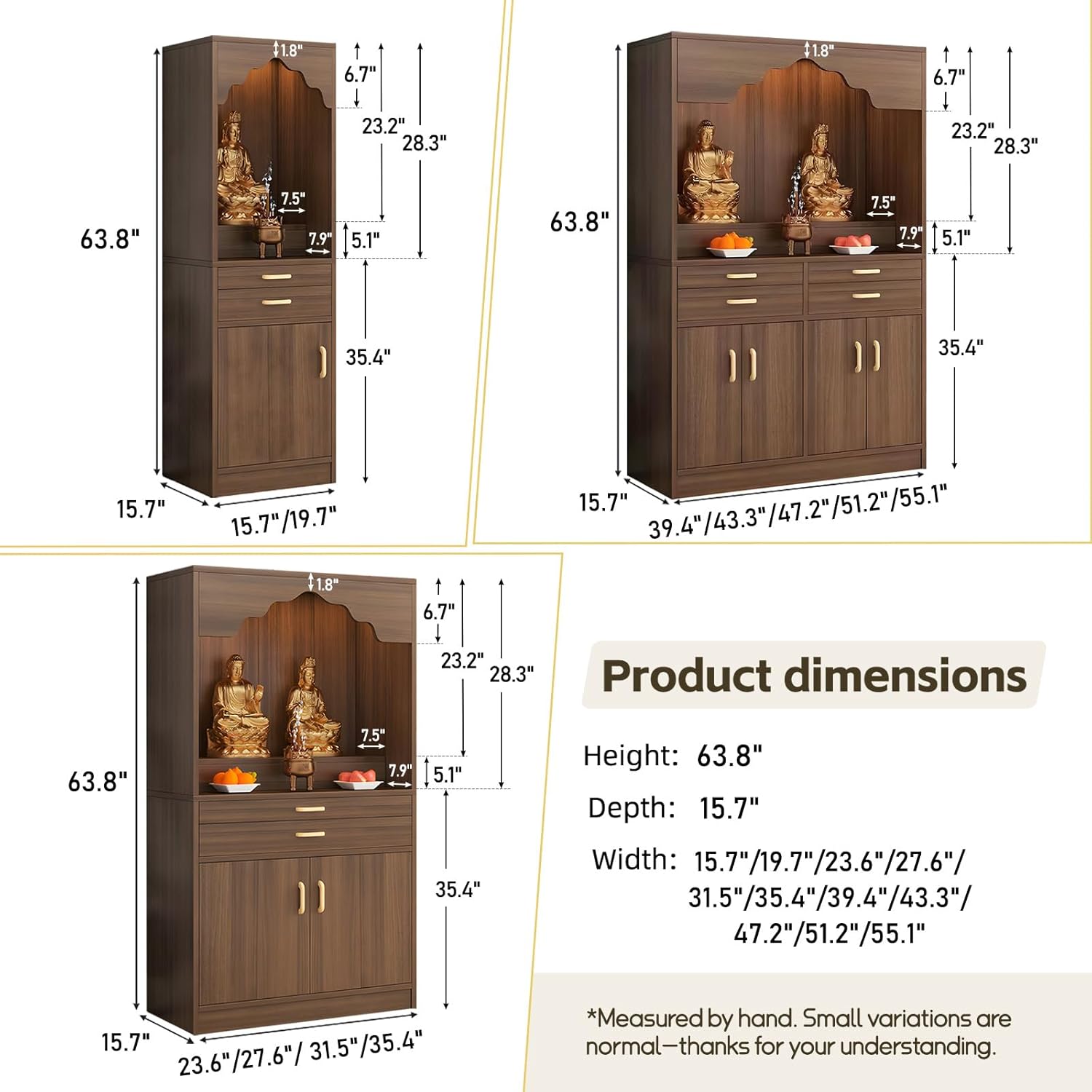 Altar Table, Solid Wood Meditation Prayer Table, Chinese Feng Shui Buddhist Altar Cabinet, Pooja Cabinet for Home or Temple Worship - Image 2