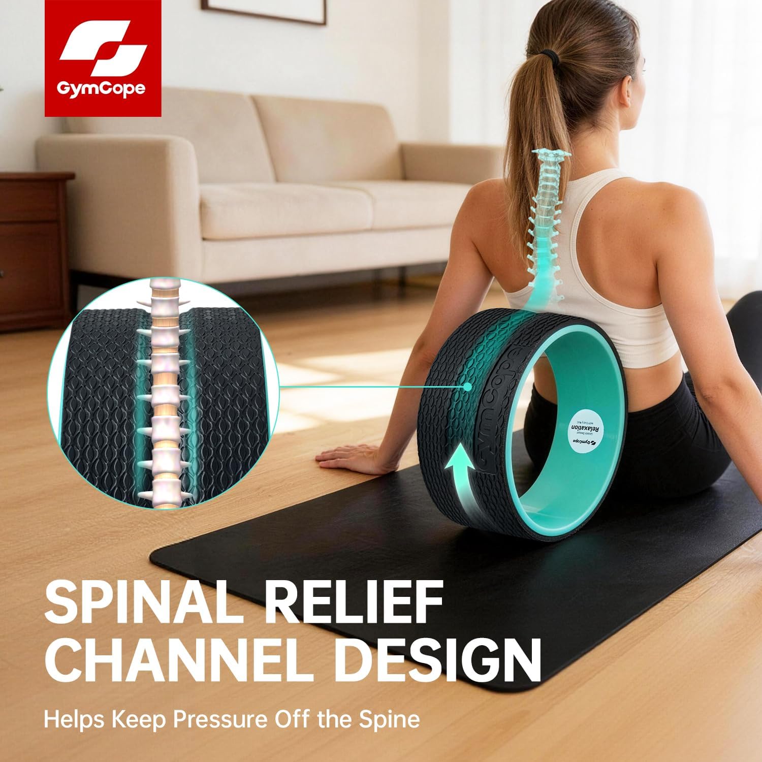 GymCope 3pack Back Wheel Foam Roller – Targeted Back & Neck Relief, Lumbar Spine Stretcher, Spinal Decompression Stretcher, Massage Roller with Density Foam for Physical Therapy, Supports 500lbs - Image 8