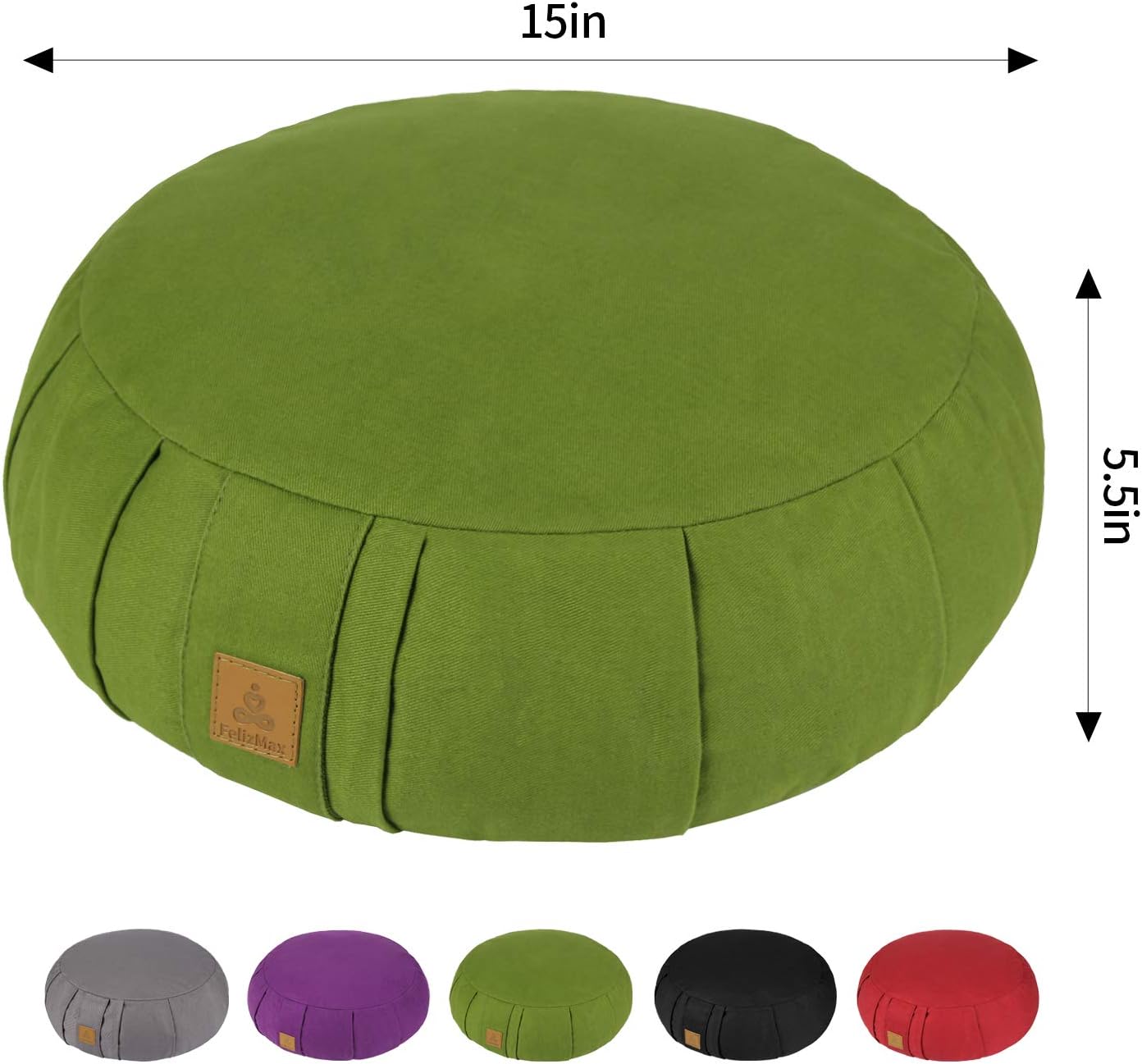 Round Zafu Meditation Cushion, D=15" H=5.5" Zabuton Meditation Pillow, Yoga Bolster/Pillow, Floor seat, Zippered Organic Cotton Cover, Natural Buckwheat, Kneeling Pillow - Image 8