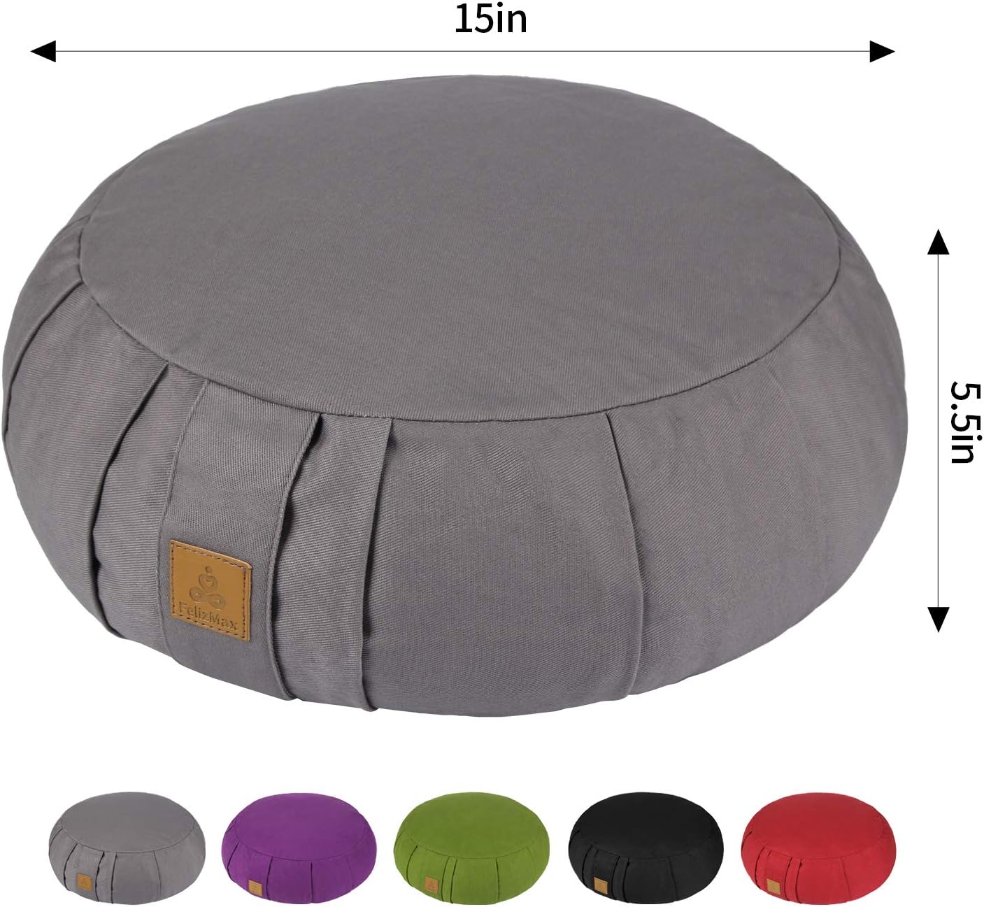 Round Zafu Meditation Cushion, D=15" H=5.5" Zabuton Meditation Pillow, Yoga Bolster/Pillow, Floor seat, Zippered Organic Cotton Cover, Natural Buckwheat, Kneeling Pillow - Image 9