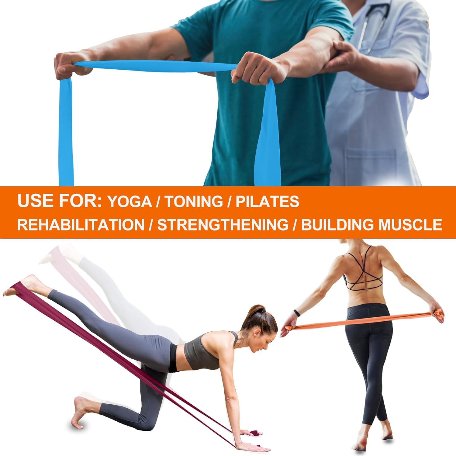 A AZURELIFE Professional Individual Exercise Resistance Bands, Single 5, 6,7 Ft or 8 Yards Elastic Bands, Non-Latex Stretch Bands for PT, Yoga, Pilates, Rehab, at-Home or The Gym Workouts - Image 8