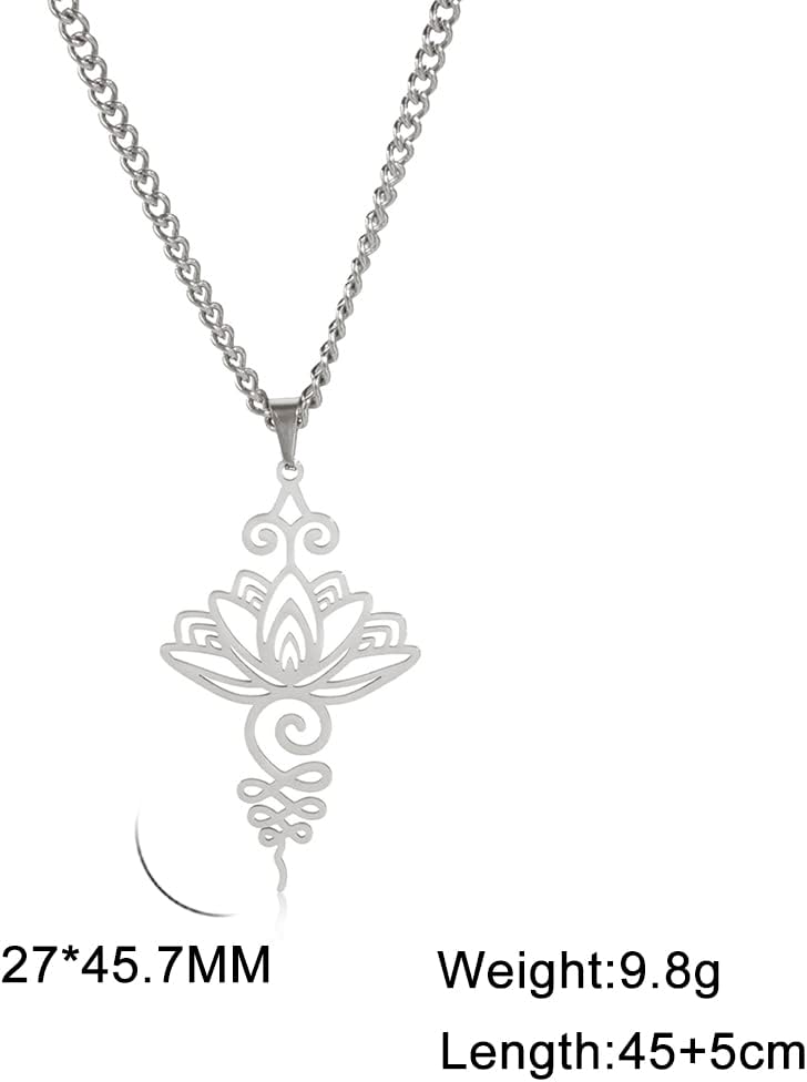 Dreamtimes Lotus Flower Pendant Necklace for Women Yoga Healing Charms Unalome Symbol Amulet Stainless Steel Jewelry Lotus Flower Necklace Buddha Yoga Necklace - Image 5