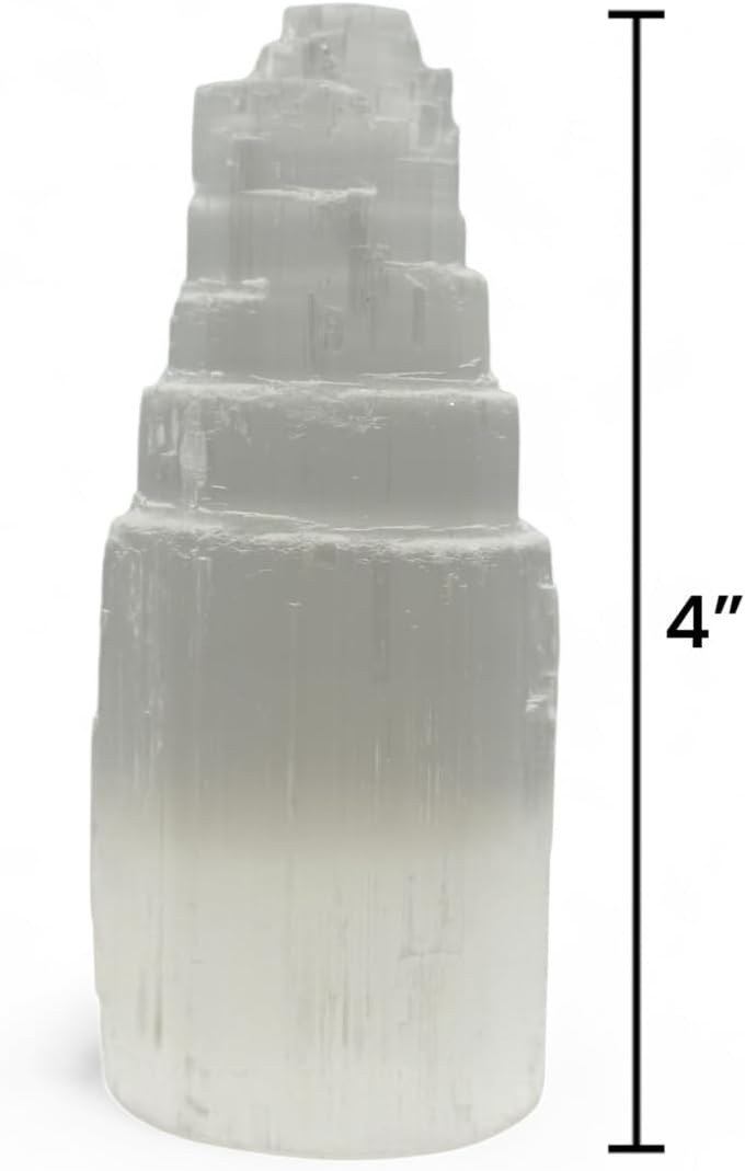 Pachamama Essentials Selenite Tower 4" Tall Skyscraper Healing Crystal Stone Reiki Meditation Energy Protection - Image 2