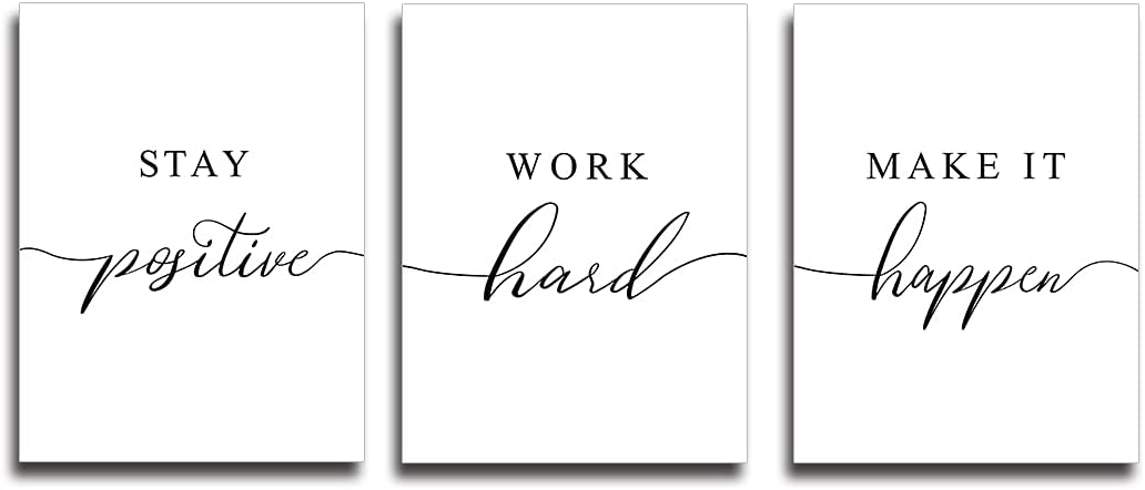 Framed Canvas Wall Art Positive Quote, Office Art, White Large Poster, Motivational Artwork Set of 3 Prints, Inspirational Poster Prints (G-3pcs,12x16inchx3pcs) - Image 7