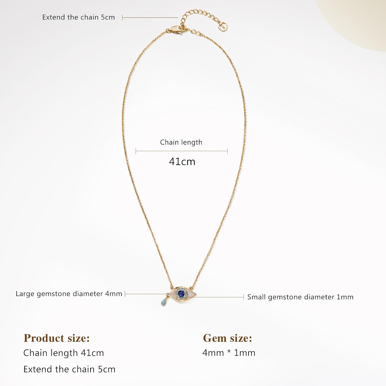 Cicy Bell Evil Eye Necklace for Women 18k Gold Plated Pendant Necklace Cubic Zirconia Turquoise Dainty Trend Jewelry Gift, 16.1" + 1.9" Extender - Image 5