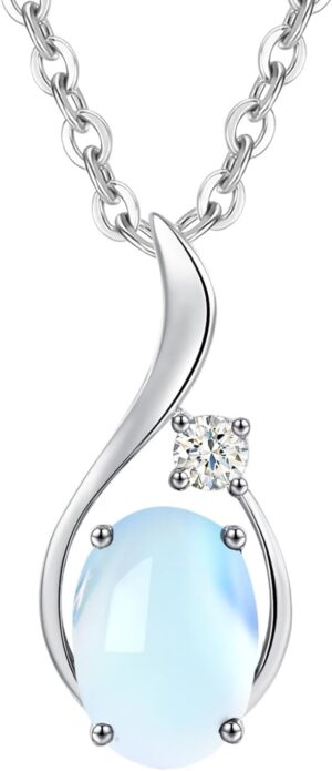 FANCIME 14K Solid White Gold Oval G...