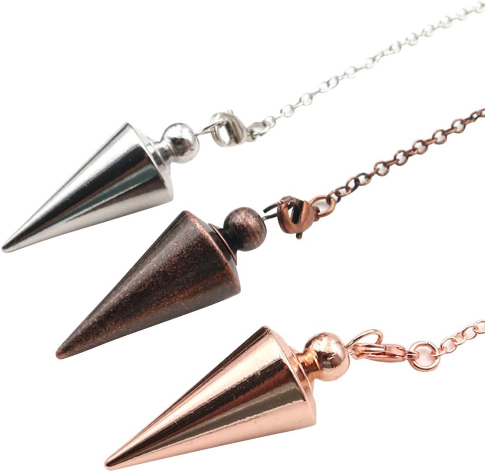 Copper Metal Spiritual Point Pendulum, Divination Dower Reiki Healing Pendulum Chain, Balancing Pendant for Divination Healing Dowsing Wicca Balancing Pointed Cone Pendant Pendulum(Rose Gold) - Image 6