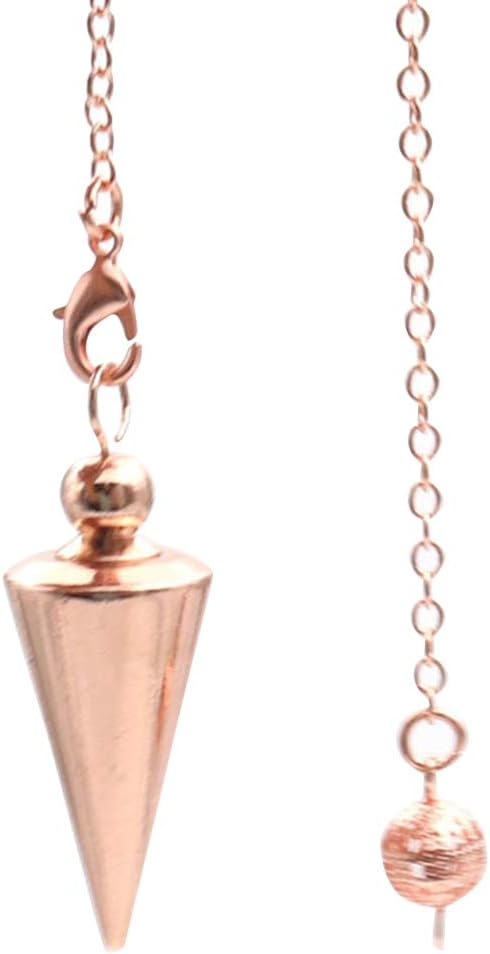 Copper Metal Spiritual Point Pendulum, Divination Dower Reiki Healing Pendulum Chain, Balancing Pendant for Divination Healing Dowsing Wicca Balancing Pointed Cone Pendant Pendulum(Rose Gold) - Image 3