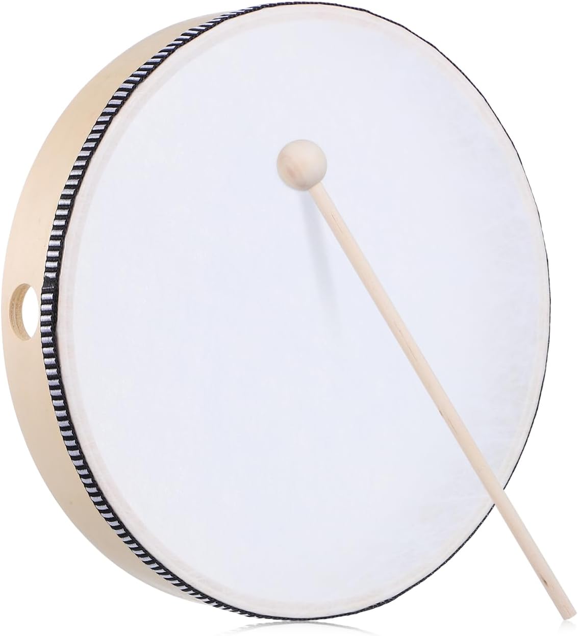 Abaodam Wooden Frame Drum 10 Inch Hand Held Drum with Stick Music Percussion Instrument for Singing Dancing Beginner Practice Party Favors