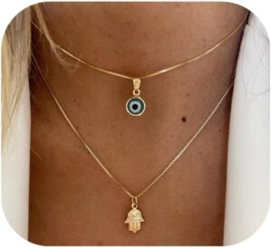 Evil Eye Necklace for Women 14K Gol...