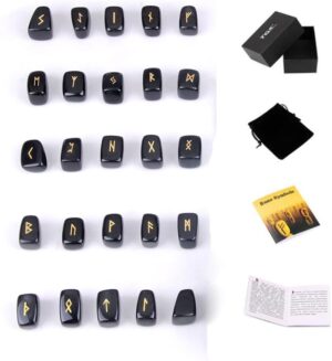 TGS Gems Black Obsidian Rune Stones...