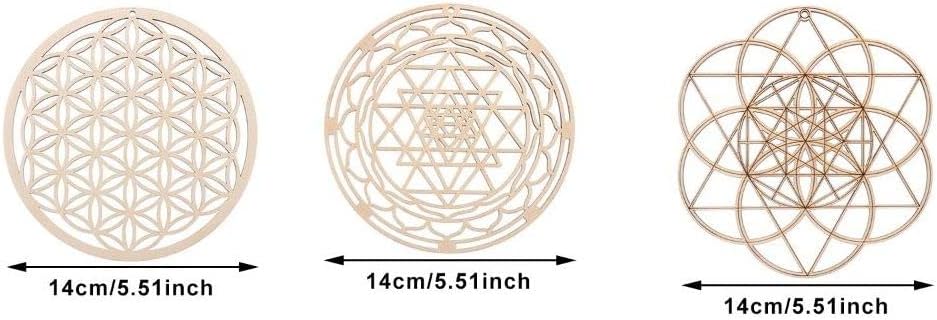 HomeSoGood 3Pcs Crystal Grid Board Sacred Geometry Wall Art Set Metatron Cube, Home Decor Handmade Coasters Craft Making Ornament - Image 6