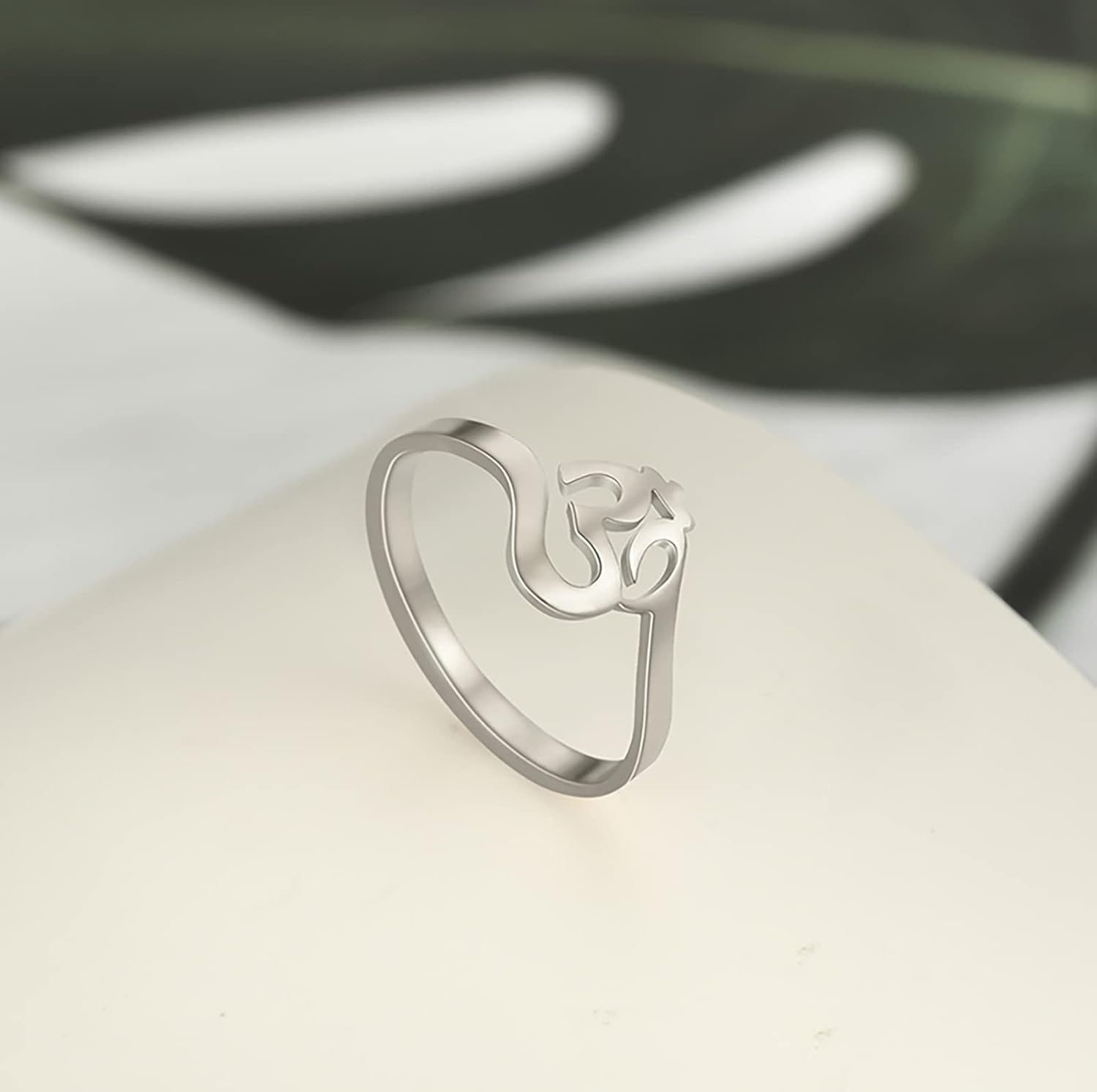 Lotus Flower Om Ohm Aum Symbol Ring Yoga Adjustable Open Rings Promise Rings Flower of Life Filigree Band Finger Ring Jewelry Gifts for Women Men - Image 4