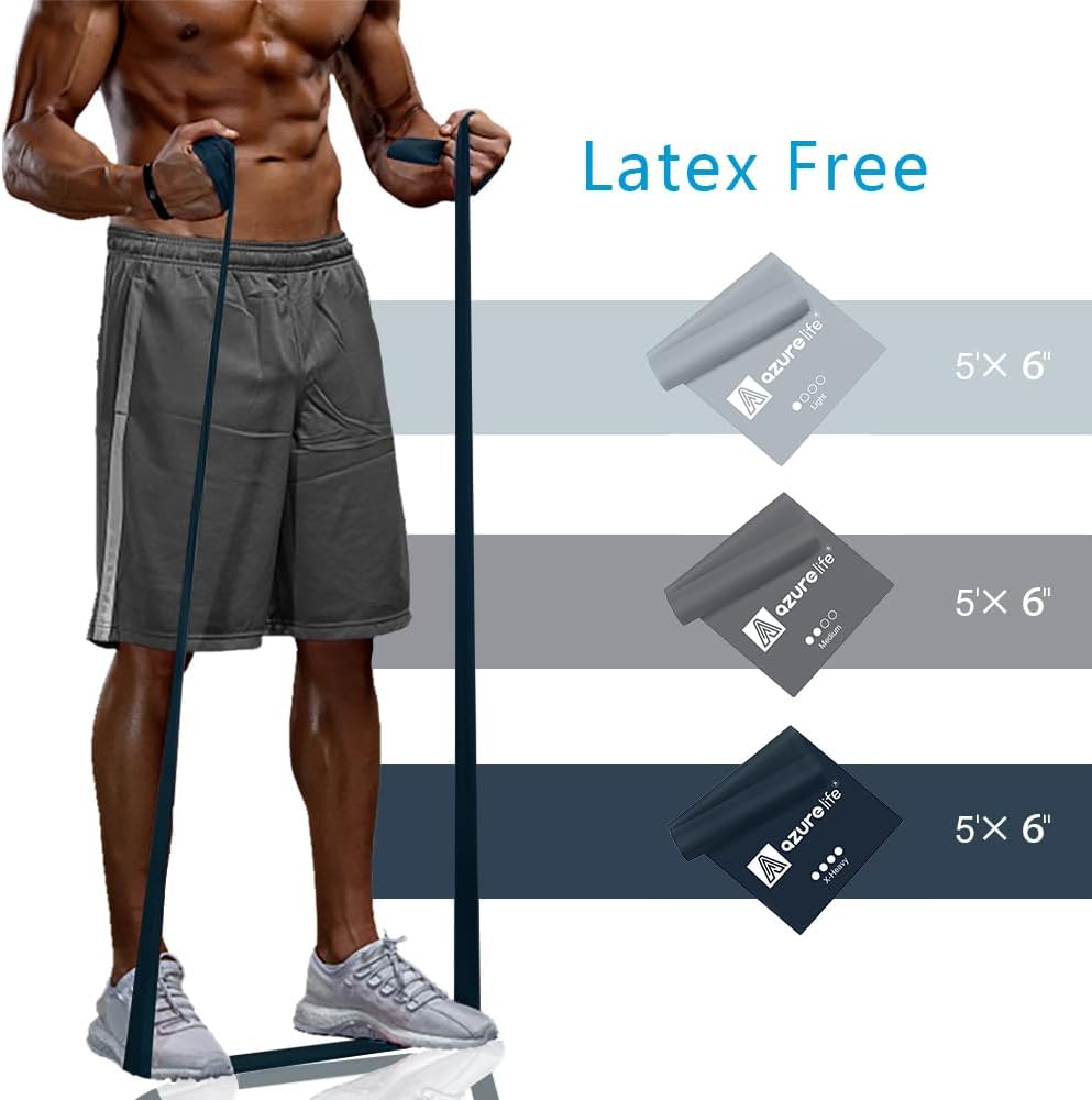 A AZURELIFE Resistance Bands,Professional Long Non-Latex Elastic Stretch Bands,Exercise Bands for Physical Therapy, Yoga, Pilates, Rehab, at-Home or The Gym Workouts, Strength Training - Image 2