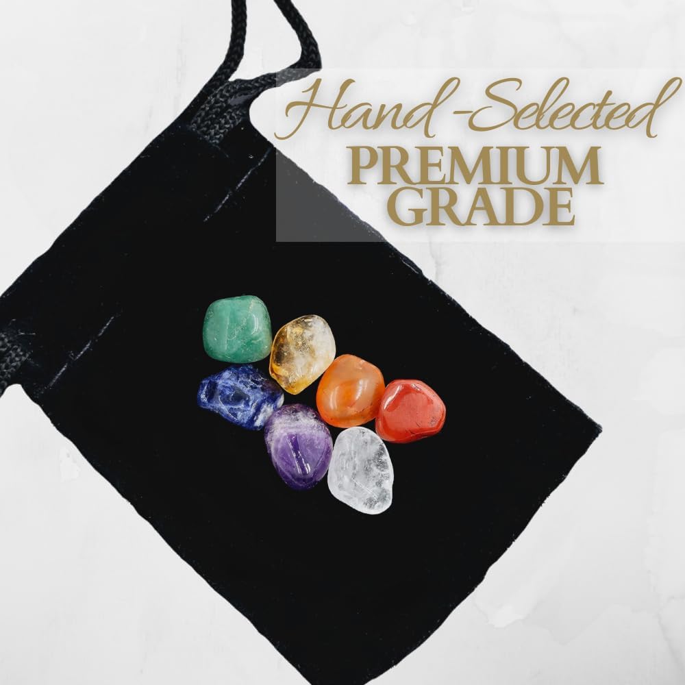 Crystals and Healing Stones Premium Kit Velvet Pouch - 7 Chakra Stones Healing Crystals Set, Ebook, Gift (Tiny 7 Chakra Stones) - Image 3