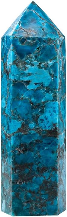 Runyangshi Large Blue Apatite Natural Healing Crystal Wand 4.72"-5" Crystals Tower 6 Faceted Single Point Crystal Prism Wand Natural Stones for Meditation Reiki Chakra Therapy Home Decor Gift - Image 9