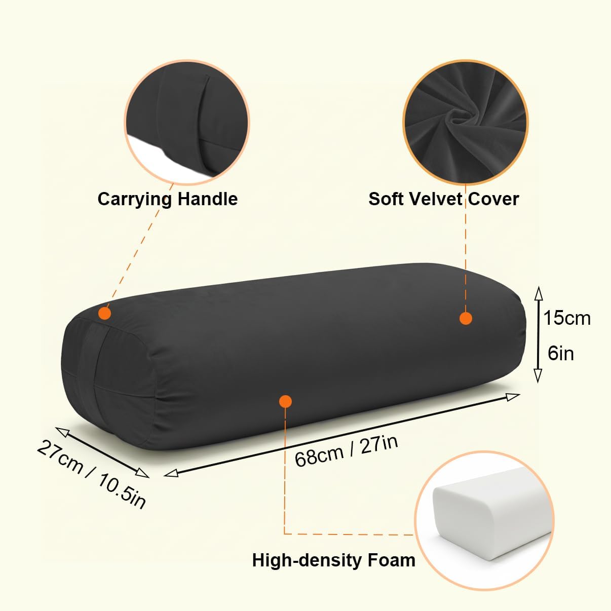 Yoga Bolster Pillow for Restorative & Yin Yoga - Meditation Pillow with Velvet Cover - Rectangular - Image 2