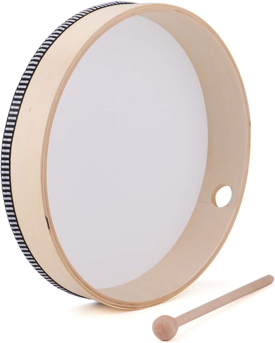 Foraineam 10 Inch & 8 Inch Hand Drum Musical Percussion Instrument Wooden Frame Drum with Wood Drum Sticks - Image 4