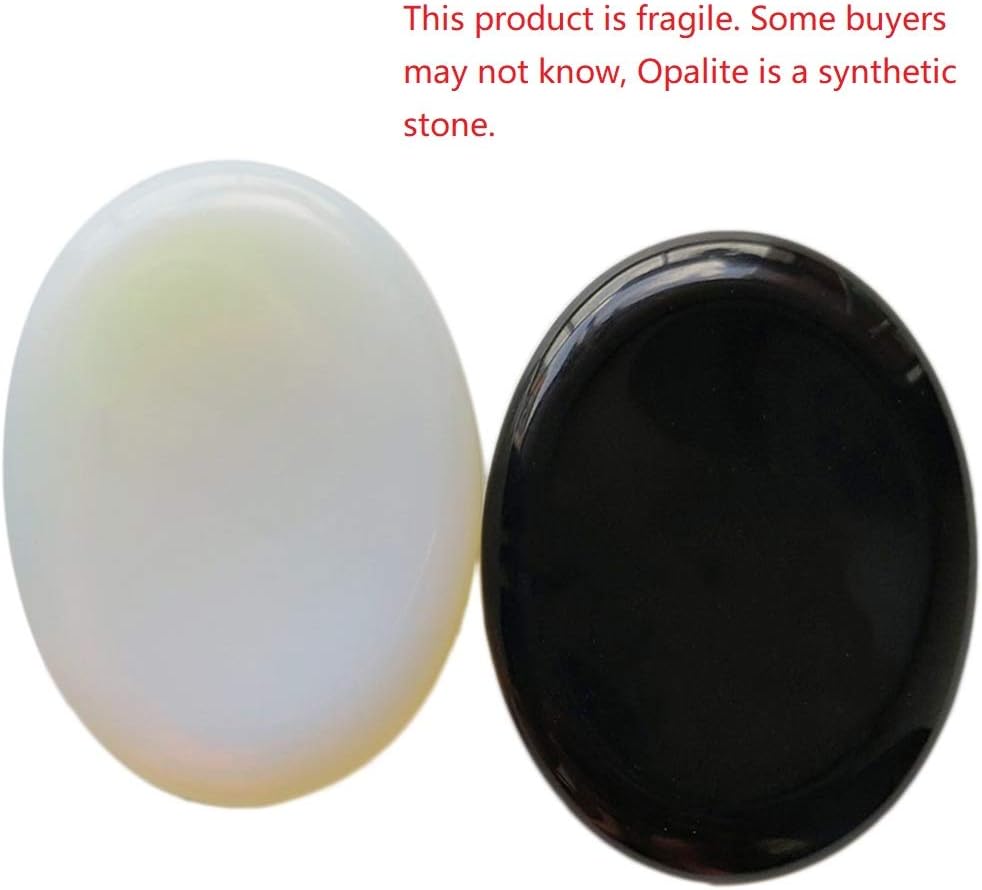 Healing Crystal Thumb Worry Stone Set of 2, Palm Pocket Stones for Meditation, Stress Relief Gemstone Gift for Women,Black Obsidian and Opalite(Synthetic) - Image 4