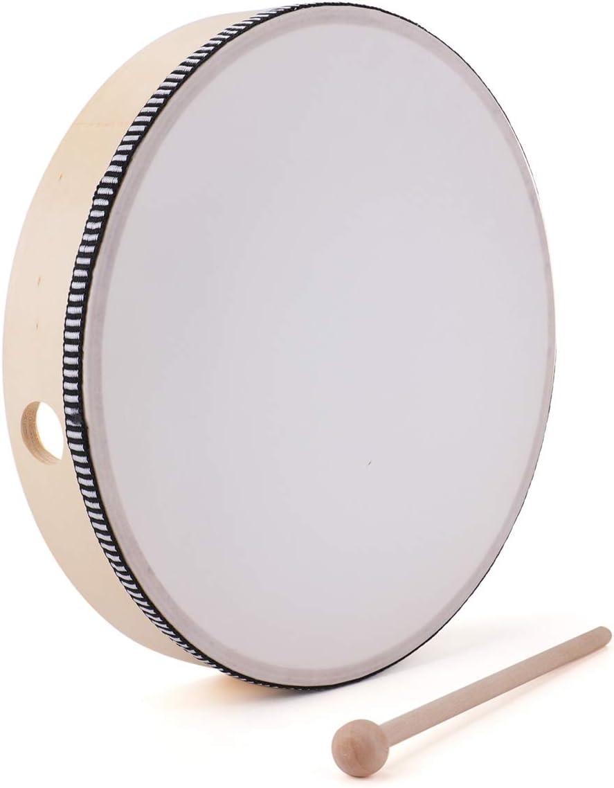 Foraineam 10 Inch & 8 Inch Hand Drum Musical Percussion Instrument Wooden Frame Drum with Wood Drum Sticks - Image 7