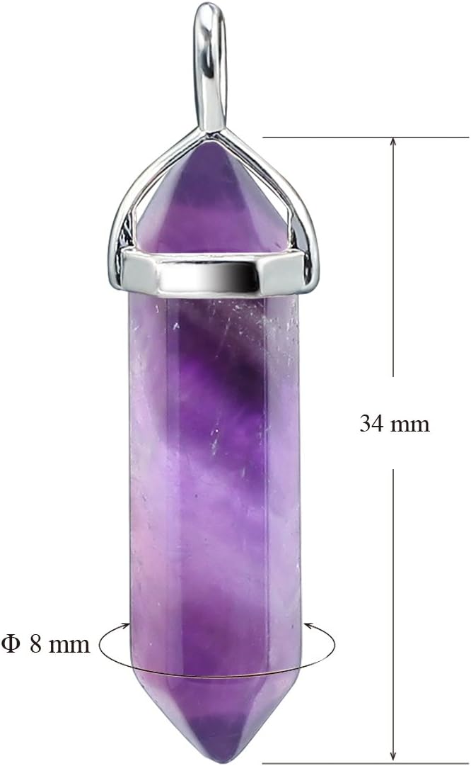 BEADNOVA Crystal Necklaces for Women Crystal Pendant Gemstone Necklace for Spiritual Energy Healing Hexagonal Pendant Divination for Men (18 Inches Stainless Chain) - Image 3