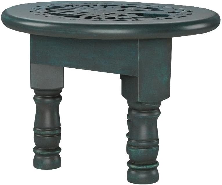 New Age Imports Round Tree of Life Altar Table, Rustic Green, Magenta - Image 2