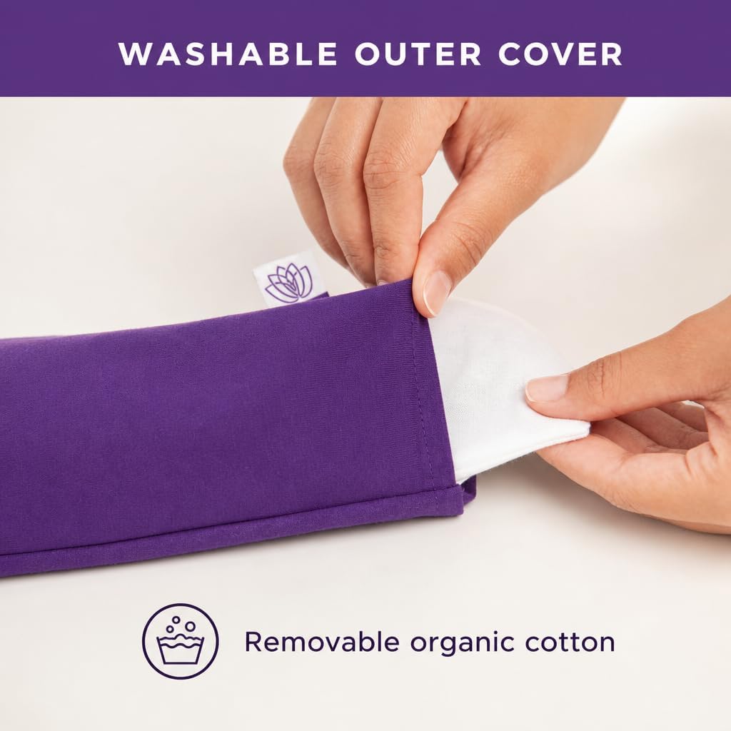 Weighted Lavender Eye Pillow for Women, NOLAVA Includes Free App Meditations, Migraine & Headache Relief, Microwave Hot or Cold Compress, Organic Cotton, French Lavender +Flax Seed, Yoga & Savasana - Image 7