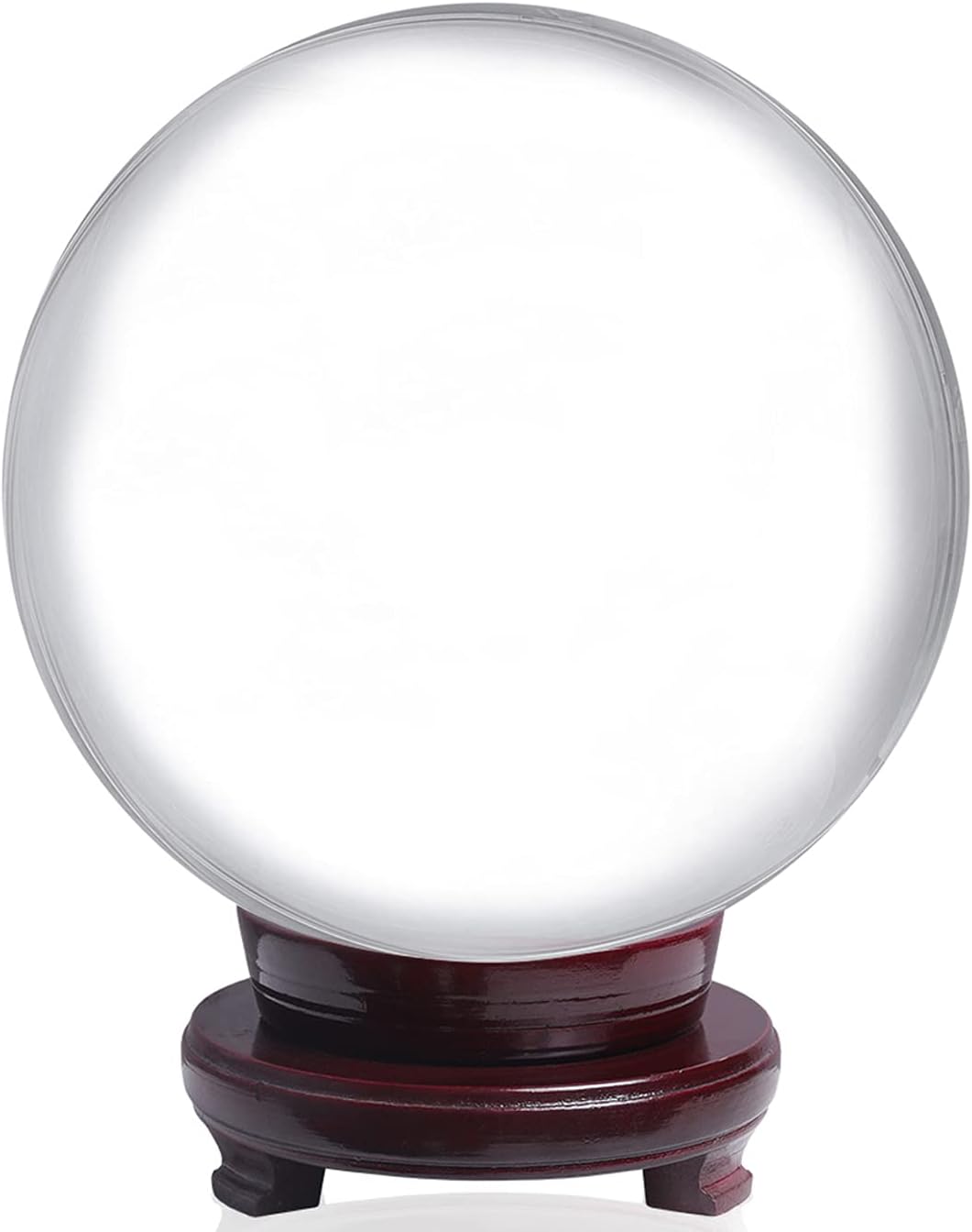 LONGWIN 200mm(8 inch) Huge Clear Divination Crystal Ball Meditation Glass Sphere Free Wooden Stand Home Decoration Ornaments