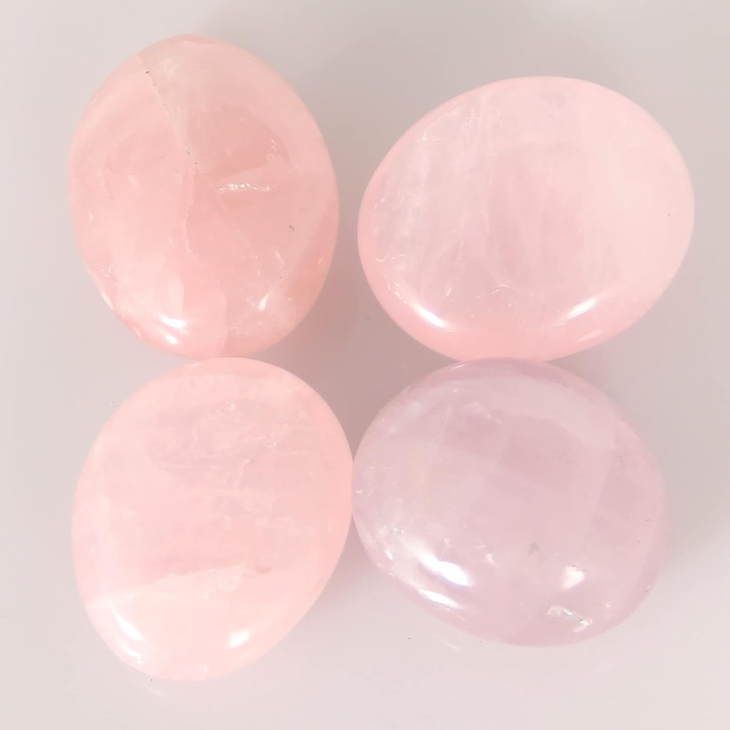 Rose Quartz Palm Stone-4 Pcs Rose Quartz Plam Stone Pocket Energy Stone, Smooth Rose Quartz Healing Crystal and Worry Stones - Image 2