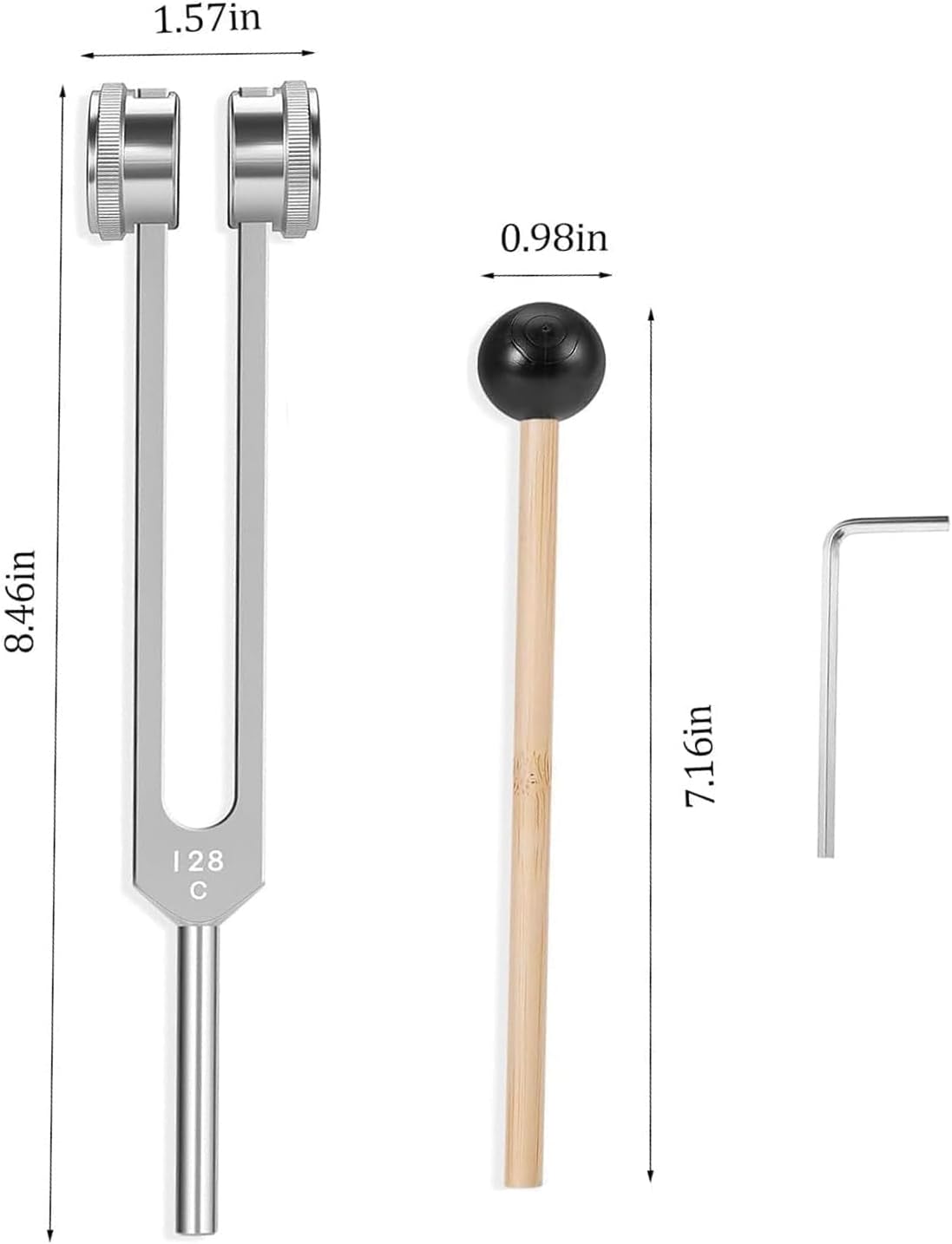128 Hz Weighted Tuning Fork Medical-Grade Tuning Forks for Healing-Professional Tuning Fork C128 with Mallet Essential Yoga and Meditation Accessories & Sound Healing Instruments - Image 3