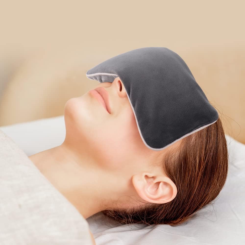 Unscented Weighted Eye Pillow for Yoga, Microwavable Moist Heat Eye Compress Mask with Washable Cover for Relaxation, Sleeping, Meditation, Yoga, Spa, Migraine Relief - Image 6