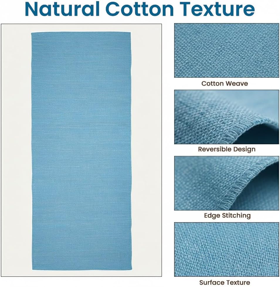 LFH Home Handmade Cotton Yoga Mat Cotton Rug picnic mat For Exercise, Workout, Fitness - Perfect Heavy Quality Eco Friendly Natural Cotton Woven Reversible Yoga Mats for Men & Women - 72x26 Inch. - Image 9