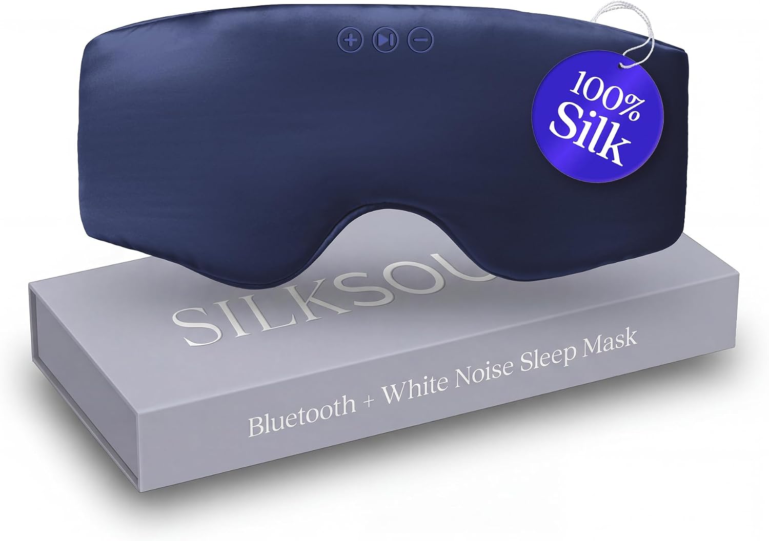 SilkSound 100% Mulberry Silk Bluetooth Sleep Mask, Skin-Friendly Sleeping Eyemask with Bluetooth Headphones, Sleep Gifts for Women, Silk Eyemask Headband Headphones for Sleeping Side Speakers