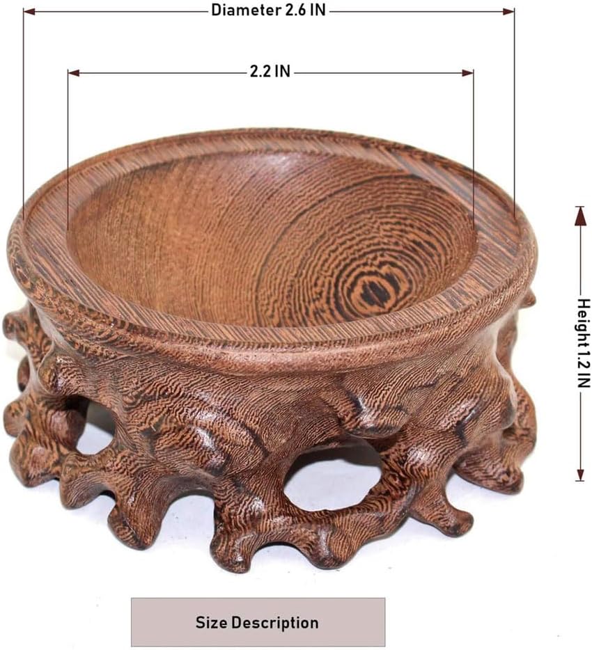 GOLDY&WENDY Oriental Asian Rosewood Crystal Decorative Ball Display Stand Pedestal Stands - Image 2
