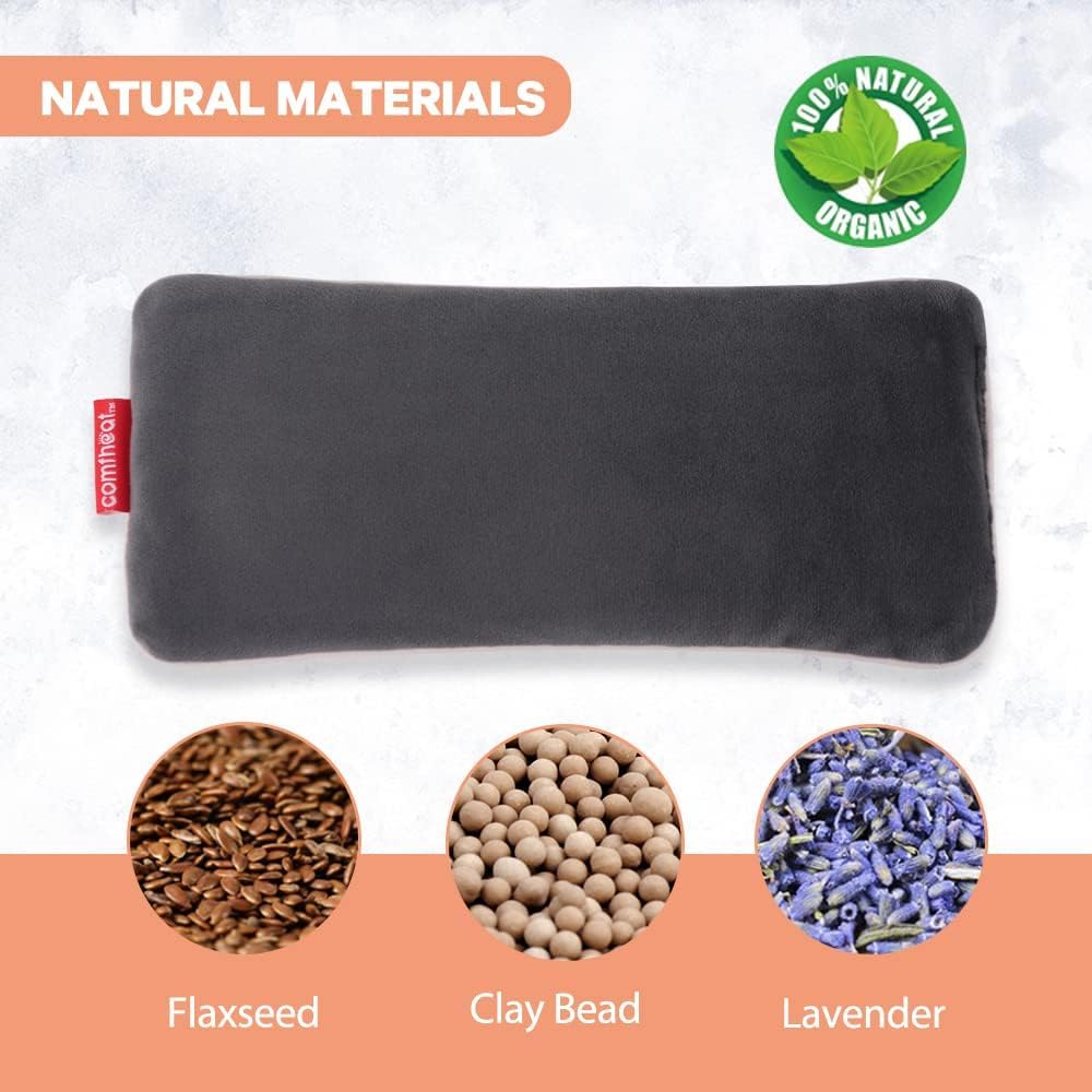 Lavender Weighted Eye Pillow for Yoga, Microwavable Moist Heat Eye Compress Mask Pillow with Washable Cover for Relaxation, Sleeping, Meditation, Yoga, Spa, Migraine Relief - Image 3