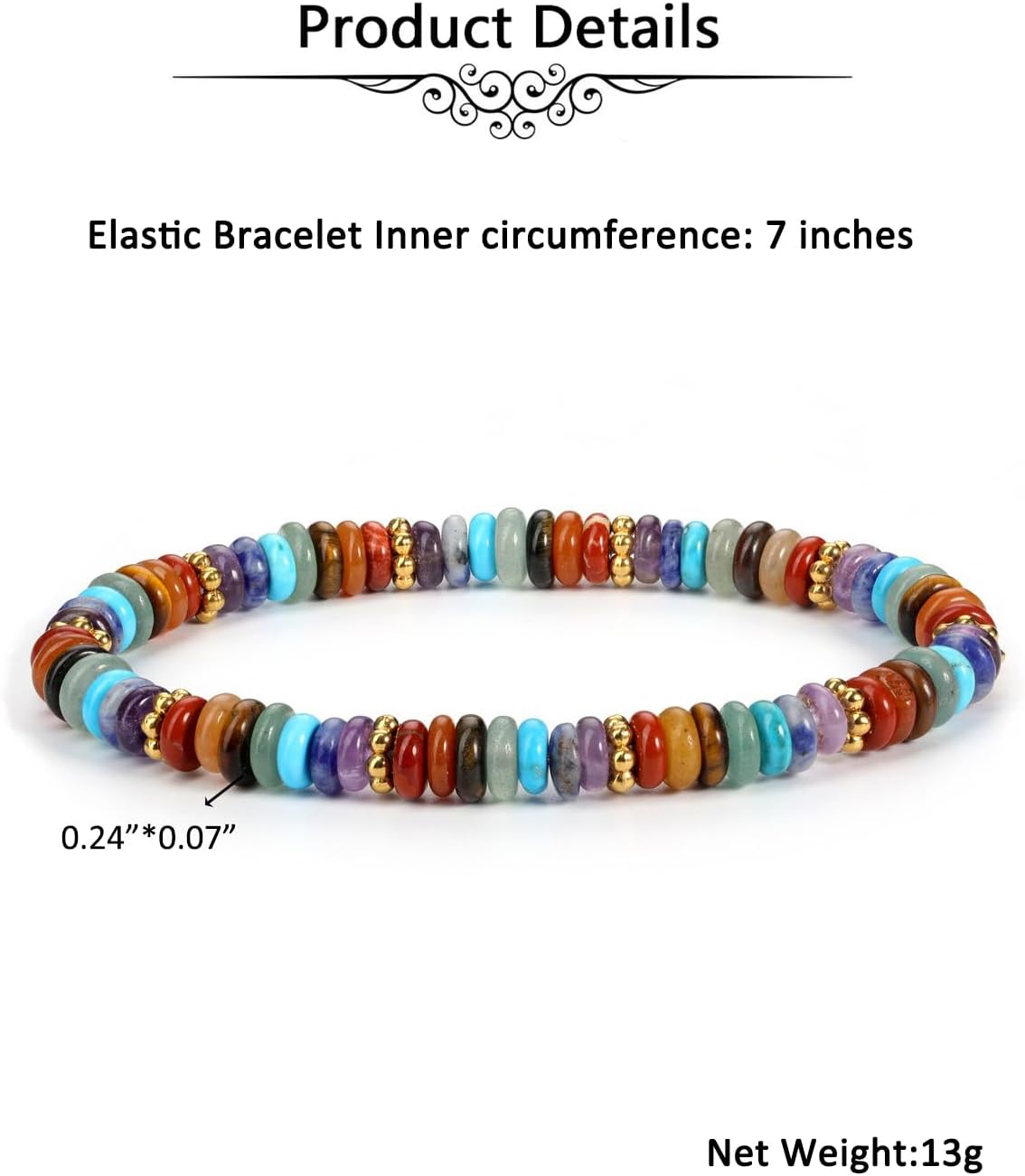 Jovivi Chakra Gemstone Rondelle Beaded Bracelets for Women Men | 6mm Natural Healing Crystal Stone Yoga Beads Bracelet, Handmade Spiritual Jewelry Gifts - Image 5
