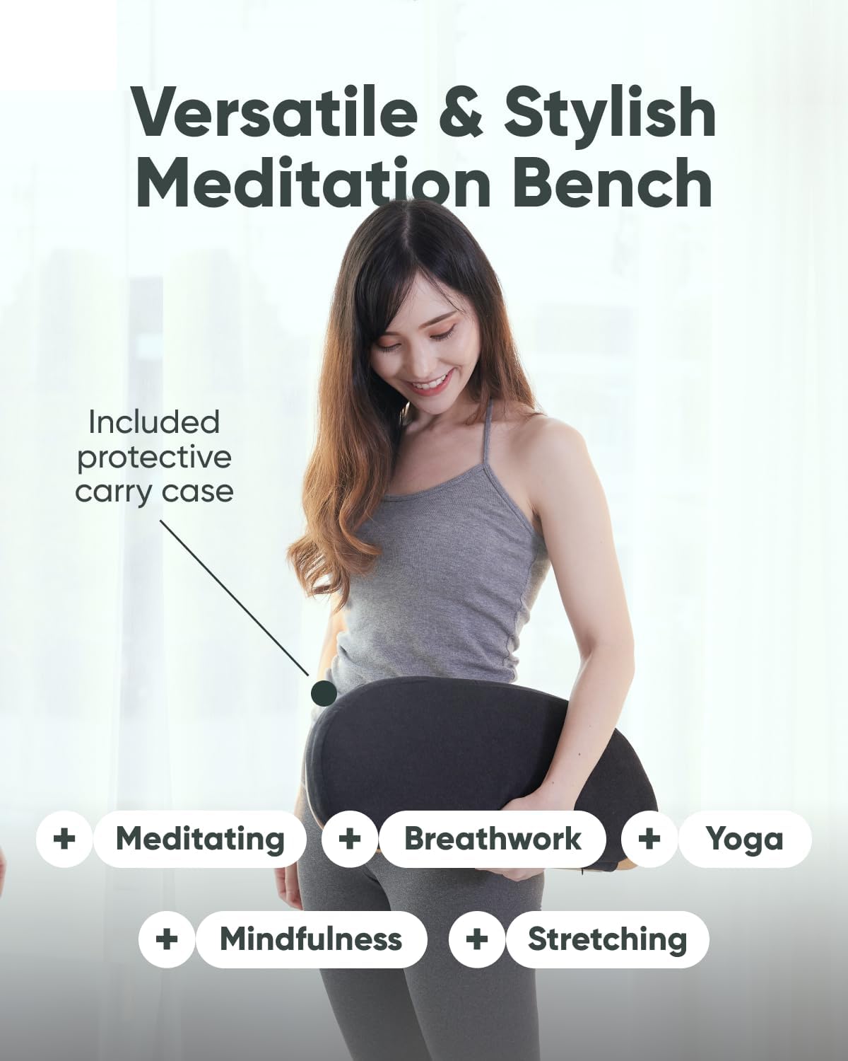 Mindful Modern Folding Meditation Bench - Bamboo Kneeling Stool w/Locking Magnetic Hinges - Prayer Kneeler Seiza Chair w/Soft Pillow & Travel Bag - Image 5
